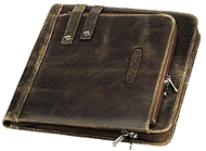 Distressed Zippered Leather Portfolio Cases