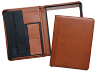 Zippered Leather Compartments Padfolios