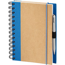 recycled spiral bound journal with blue fabric trim
