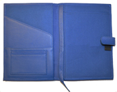 Blue Junior Leather Padfolio with Tab Closure