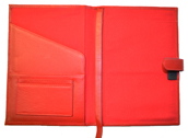 Red Junior Leather Padfolio with Tab Closure