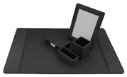 Black Leather Desk Pad Blotter 5 Piece Set