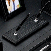 Black Croco Embossed Desk Pen Holder