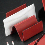 Red Leather Letter Tray Holders Desk Accessory