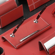 Double Red Leather Pen Holder
