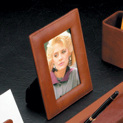 Tan Stitched Leather 4" x 6" Photo Frame