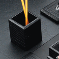 Black Croco-Grain Leather Pencil Box
