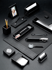 Black Croco Leather Corporate Desk Set Accessories