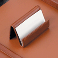 Tan Leather Business Card Stand